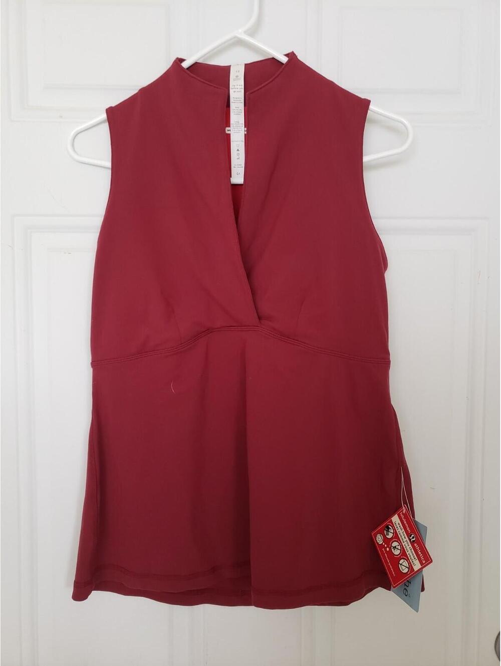 Lululemon Whisper Wet Dry Warm Tank Burgundy Top Yoga Breathable Shelf Bra Sz 12